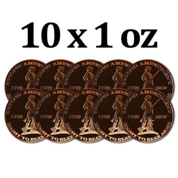 Verenigde Staten. 10 x 1 oz Right to Bear Arms 2nd Amendment