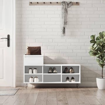 vidaXL Schoenenkast 102x36x60 cm bewerkt hout wit, Verzenden, Nieuw