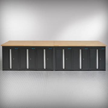 Datona Werkbank PRO eiken - 12 opbergkasten - 400 cm - zwart, Ophalen of Verzenden, Nieuw