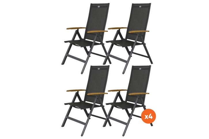 Set van 4 - Hartman Napoli verstelbare stoel - Teak, Tuin en Terras, Tuinsets en Loungesets, Nieuw, Overige materialen, Verzenden