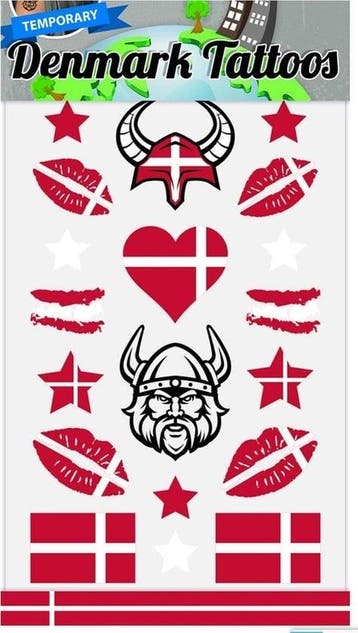 Plaktattoos Denemarken (18st), Ophalen of Verzenden, Nieuw