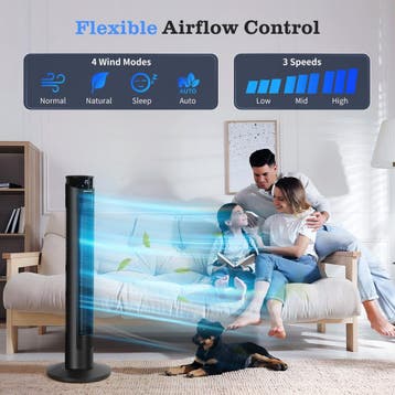 Torenventilator - Fluisterstil - Oscillatie - Zwart - Aigost, Verzenden, Zo goed als nieuw