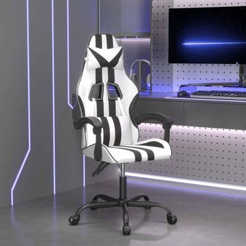 vidaXL Gamestoel kunstleer wit en zwart, Verzenden, Nieuw, Zwart