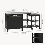 Tuinmeubelset Bolognano 3-delig kast rek serveerwagen staal, Tuin en Terras, Verzenden, Nieuw