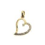 Gouden hanger van een hart met zirconia (Hanger of bedel), Sieraden, Tassen en Uiterlijk, Bedels, Ophalen of Verzenden, Gebruikt