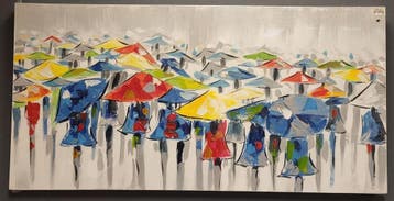 Olieverf schilderij mensen, Ophalen of Verzenden, Nieuw