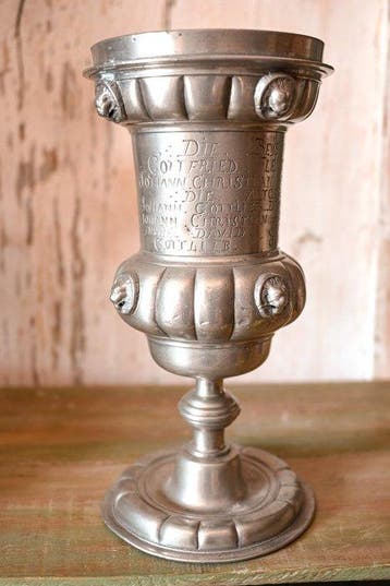 Kroes - Zinklegering - Duitse tinnen Zunftpokal, Antiek en Kunst