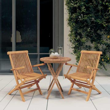 vidaXL 3-delige Tuinset massief teakhout, Verzenden, Nieuw, Tuinset