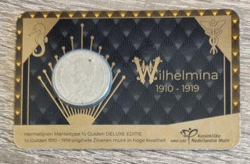 Nederland. Wilhelmina. 1/2 Gulden 1913, Hermelijnen Mantel,