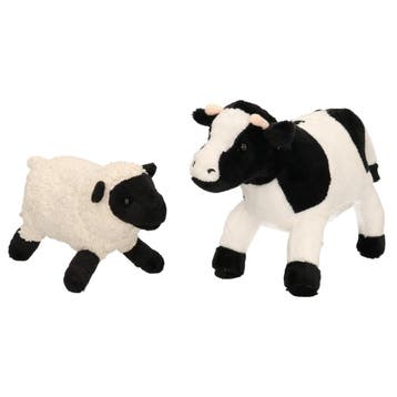 Pluche boerderijdieren knuffel set - koe en lammetje - 22, Verzenden, Nieuw