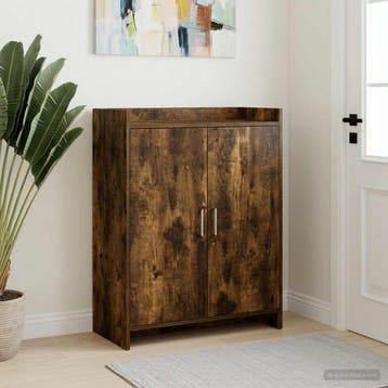 vidaXL Schoenenkast Gerookt eiken 73,5 x 36 x 92 cm Bewerkt, Verzenden, Nieuw