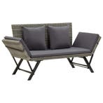 vidaXL Tuinbank met kussens 176 cm poly rattan grijs, Verzenden, Nieuw