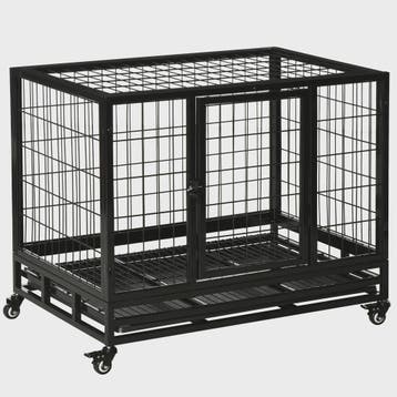 PawHut Metalen Hondenkennel met Wielen en Uitneembare Lade -, Verzenden, Nieuw