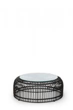 Palm Loungetafel | PE Rattan | Zwart | Glas | Ø80 x 40 cm, Verzenden, Nieuw in verpakking