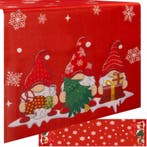 Ruhhy Kerstloper 220x40cm - Rood met Sneeuwvlokken en Kab..., Diversen, Kerst, Ophalen of Verzenden, Nieuw