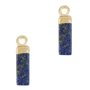 1 x Natuursteen hangers lapis lazuli tube Sapphire blue-gold, Ophalen of Verzenden, Nieuw, Kraal
