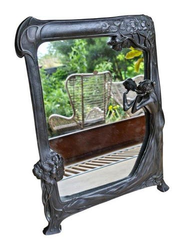 Tafelspiegel- Groot model - Glas, Fluweel, Eboniet - The