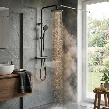 Thermostatische Douchekraan Zwart | Messing | Laatste Stuks!, Ophalen of Verzenden, Nieuw, Rvs, Douche