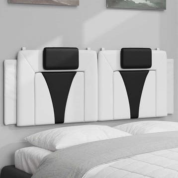 vidaXL Hoofdbordkussen Viana 120 cm kunstleer wit en zwart, Verzenden, Nieuw, Wit, Overige materialen