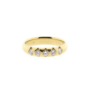 Gouden rijring met diamanten; 0,25 ct., Gebruikt, Ophalen of Verzenden, 17 tot 18, Met edelsteen