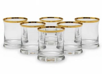 Drinkservies voor 6 - Mod. Lowball / Tumbler Basso met 24K