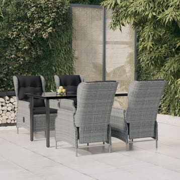 vidaXL 5-delige Tuinset poly rattan lichtgrijs, Verzenden, Nieuw, 4 zitplaatsen, Tuinset