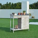 Tuinwerktafel Aliano oppottafel 98x48x94 cm grijs casa.pro, Verzenden, Nieuw