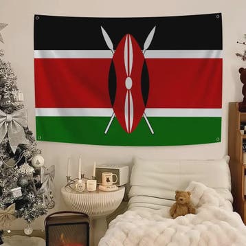 Kenya Vlag Banner - Duurzaam Polyester met 4 Ophangogen - De, Verzenden, Nieuw