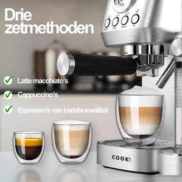 Espressomachine 20 Bar - Auto Melkopschuimer - Coffee, Witgoed en Apparatuur, Melkopschuimers, Ophalen of Verzenden, Zo goed als nieuw