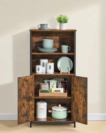 Highboard Kast Industriële Stijl Vintage Bruin-Zwart Staal, Huis en Inrichting, Kasten | Overige, Verzenden, Nieuw