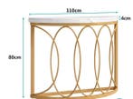 Luxe Gouden Halfronde Consoletafel – Marmerlook, 110 cm, Antiek en Kunst, Antiek | Meubels | Tafels, Verzenden