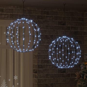 vidaXL Bal 2 st Koudwit 50 x 50 x 52 cm Metaal 320 LEDs, Diversen, Verzenden, Nieuw