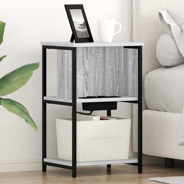 vidaXL Nachtkastje Grijs Sonoma 38 x 31 x 61 cm Bewerkt hout, Minder dan 45 cm, Verzenden, Nieuw, 55 tot 70 cm