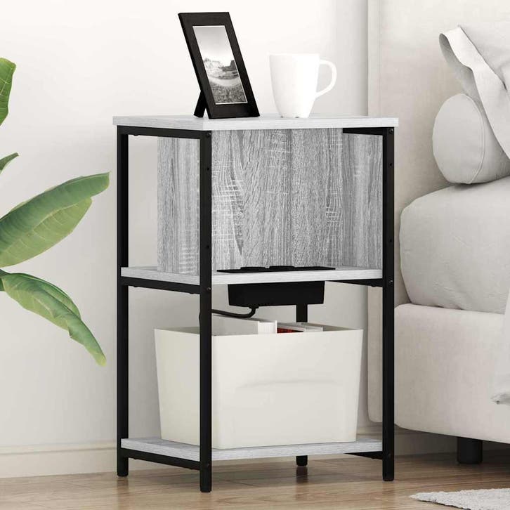 vidaXL Nachtkastje Grijs Sonoma 38 x 31 x 61 cm Bewerkt hout, Huis en Inrichting, Slaapkamer | Nachtkastjes, Nieuw, Minder dan 45 cm