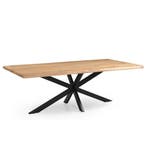 Live edge acacia boomstamtafels incl. spinpoot, 100 tot 150 cm, Ophalen of Verzenden, Vijf personen of meer, Rechthoekig