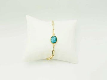 Armband - 14 karaat Geel goud Turquoise, Nieuw
