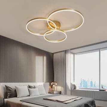 Moderne LED Plafondlamp 3 Cirkels - Goud/Koffie - Woonkamer, Verzenden, Nieuw