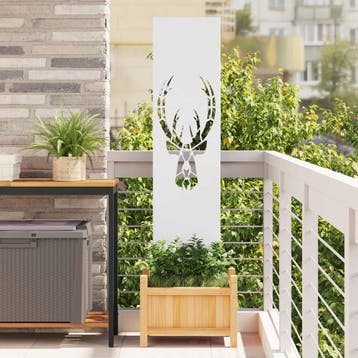 vidaXL Tuin Privacy Screen Wit 32 x 140 cm Koudgewalst staal, Verzenden, Nieuw