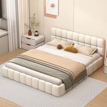 Gestoffeerd bed 140x190 linnen met lattenbodem, Verzenden, Nieuw