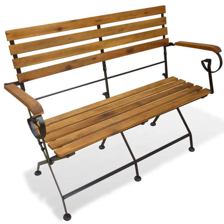vidaXL Tuinbank inklapbaar 112 cm massief acaciahout, Tuin en Terras, Tuinbanken, Nieuw, Hout, Verzenden