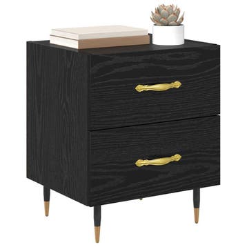 vidaXL Nachtkastje 2 pcs Zwart Eiken 40 x 35 x 47,5 cm, Minder dan 45 cm, Verzenden, Nieuw, Minder dan 55 cm