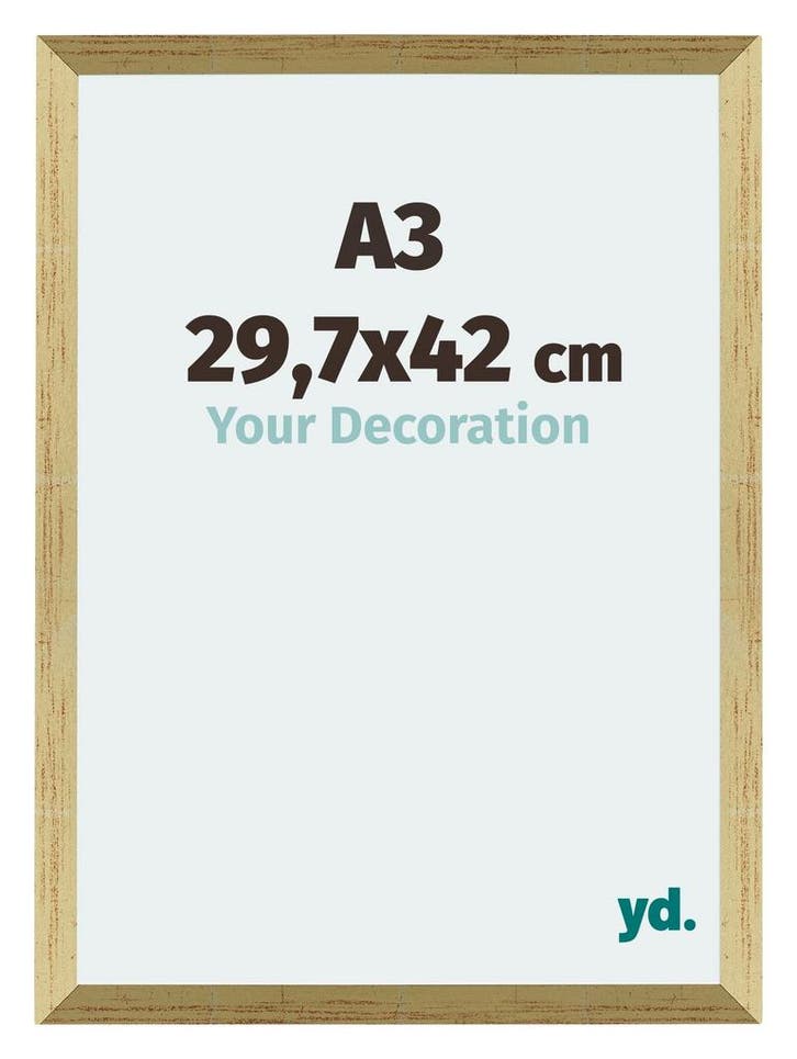 Fotolijst A3 - 29,7x42 cm - Goud Glans - MDF - Mura, Huis en Inrichting, Woonaccessoires | Lijsten, Nieuw, Verzenden