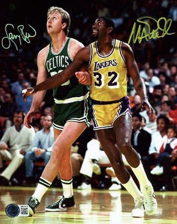 NBA - Larry Bird, Magic Johnson - 20x25 Gesigneerde foto -, Nieuw