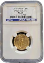 Gouden American Eagle 1/4 oz 2010 Early Releases NGC MS70, Postzegels en Munten, Verzenden, Midden-Amerika, Losse munt, Goud