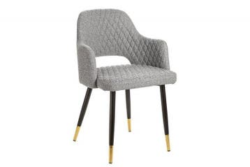 Elegante stoel PARIS lichtgrijs met decoratieve stiksels en, Huis en Inrichting, Stoelen, Ophalen of Verzenden, Nieuw