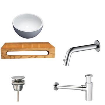 Sani Royal Solid Surface Waskom Rond met Massief, Nieuw