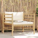 vidaXL Tuinbank met crèmewitte kussens bamboe, Verzenden, Nieuw, Hout