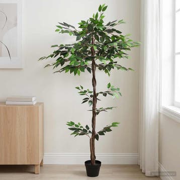 vidaXL Kunst Ficus Plant Groen 85 x 18 x 160 cm Stof en Hout, Verzenden, Nieuw