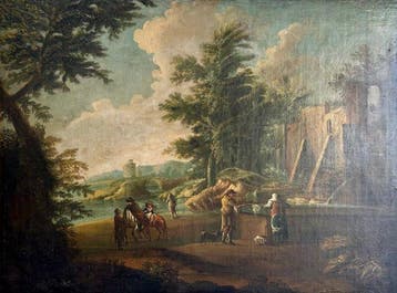 Scuola napoletana (XVIII-XIX) - Grande paesaggio fluviale