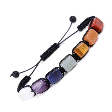 Verstelbaar Chakra Yoga Armbandje met Schuifknoop en Gemi..., Ophalen of Verzenden, Nieuw, Kraal